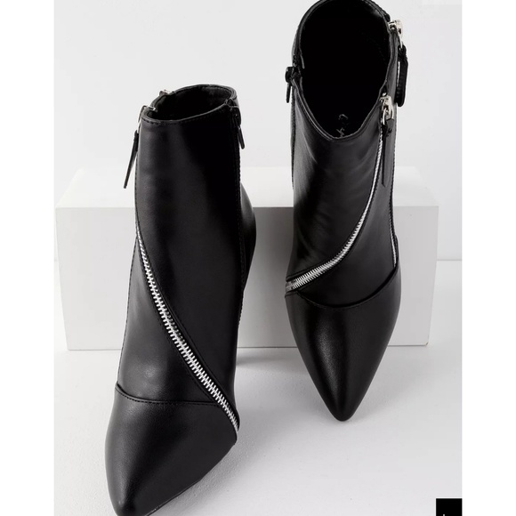 ❣6.5❣BLACK ZIPPER HIGH HEEL MID-CALF BOOTIE - Picture 5 of 6